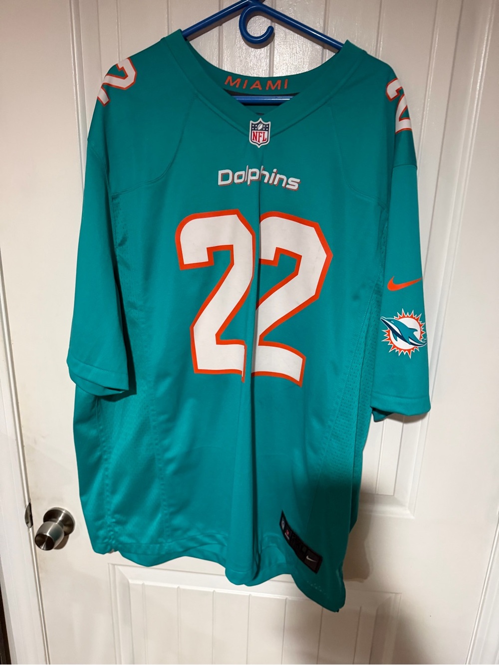 Men's size 3XL Nike Miami Dolphins #22 Teal and White Football Jersey